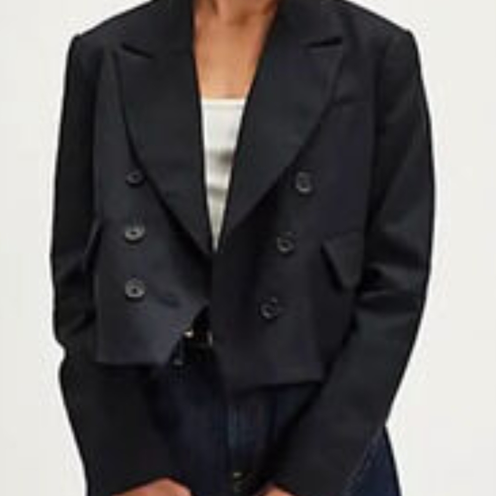 Free People Black Double-Breasted Blazer